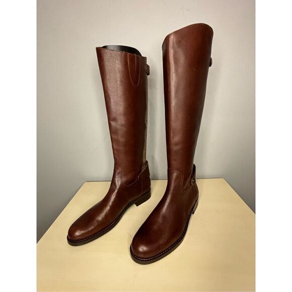 Sam Edelman Mikala Terazzo Leather Back Zip Knee‎ High Riding Boots Brown Sz 8M - Picture 3 of 11
